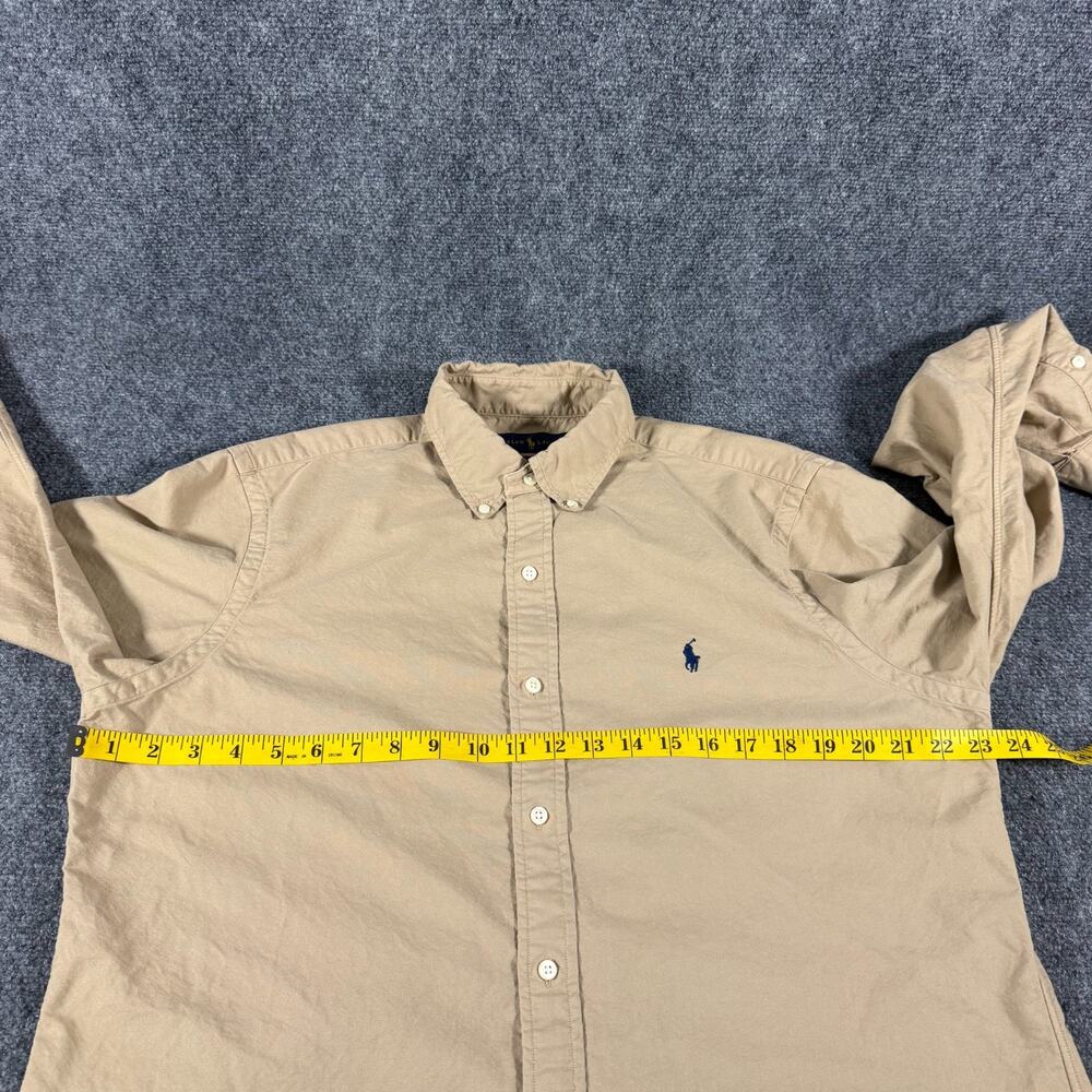 Ralph Lauren Oxford LS Shirt Mens L Tan Khaki Classic Fit Cotton Button Down - Picture 9 of 13
